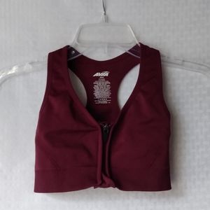 Avia Maroon Seamless Zip Front Racerback High Impact Sports Bra